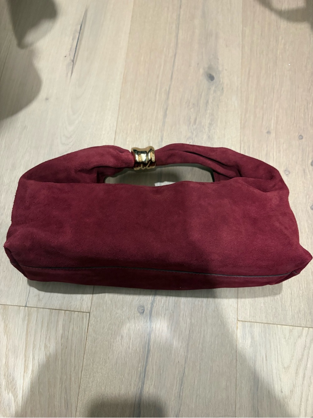 Madewell NWT Burgundy Suede Shoulder Bag with Gold Accent